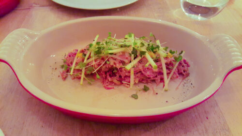 Ensaladilla de confit de pato, manzana verde y mostaza - Habitual